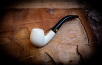 Smooth Special Handmade Half Bent Meerschaum Pipe With Leather Box-Astaş Meerschaum
