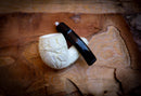 High Quality Half Bent Model Grape Leaf Pattern Meerschaum Pipe With Leather Case- Astaş Meerschaum
