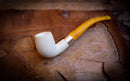 Silver Smooth Special Handmade Half Bent Meerschaum Pipe With Leather Box- Astaş Meerschaum
