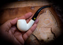 Smooth Special Handmade Half Bent Meerschaum Pipe With Leather Box-Astaş Meerschaum