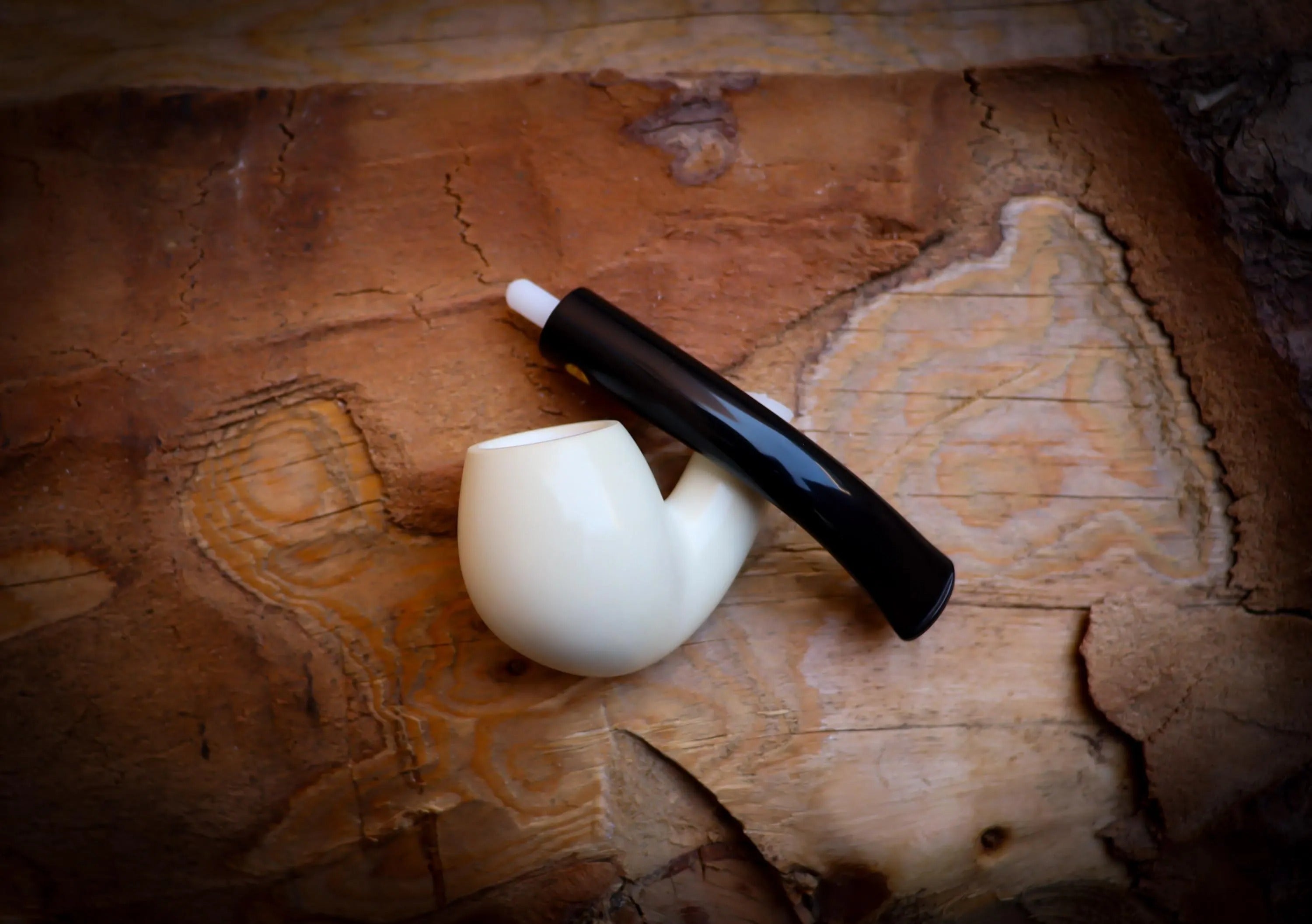 Smooth Special Handmade Half Bent Meerschaum Pipe With Leather Box-Astaş Meerschaum