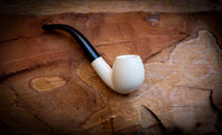 Smooth Special Handmade Half Bent Meerschaum Pipe With Leather Box-Astaş Meerschaum