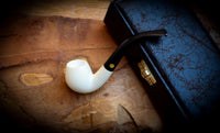 Smooth Special Handmade Half Bent Meerschaum Pipe With Leather Box-Astaş Meerschaum