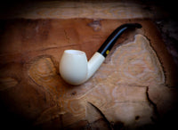 Smooth Special Handmade Half Bent Meerschaum Pipe With Leather Box-Astaş Meerschaum