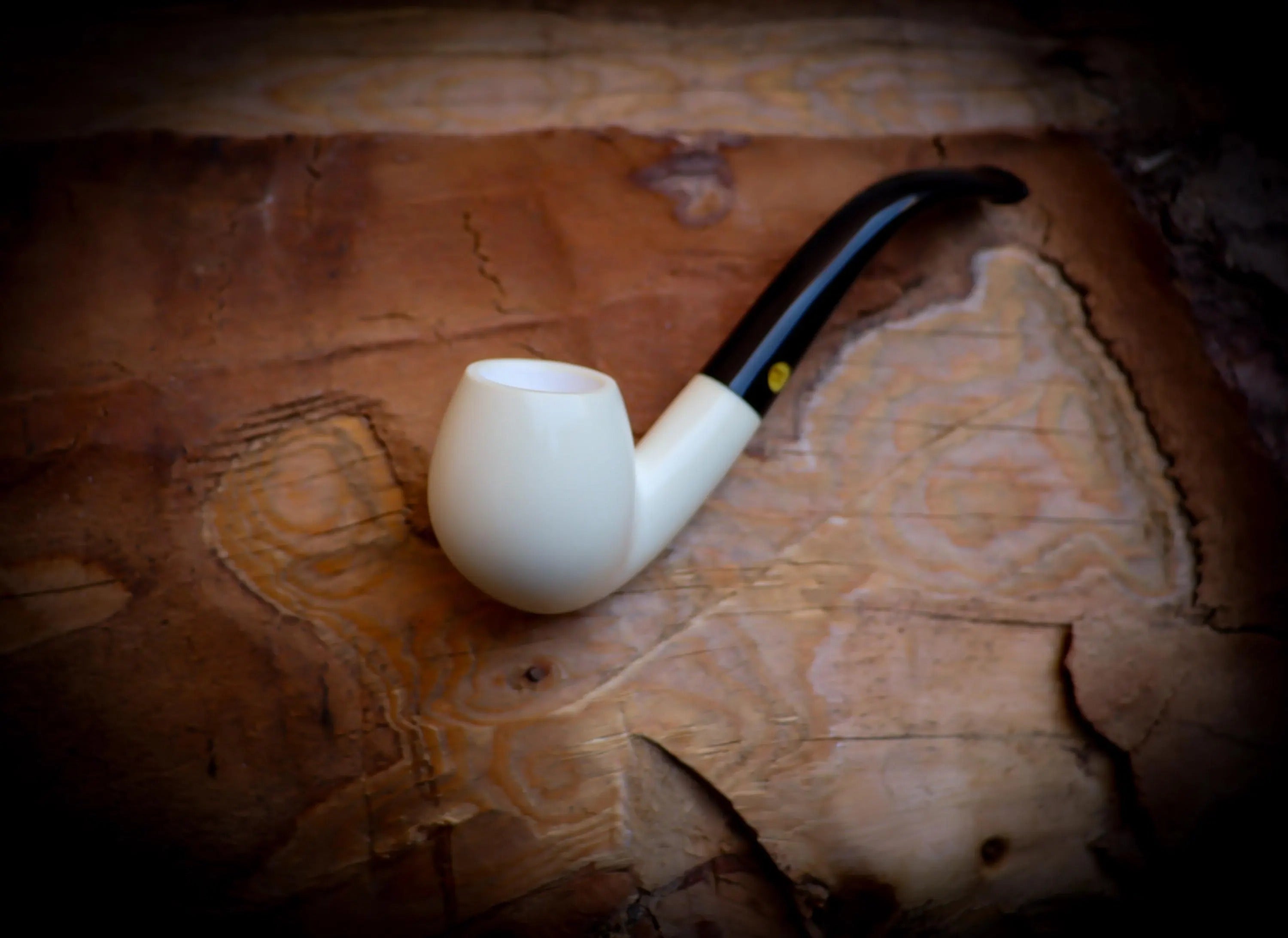 Smooth Special Handmade Half Bent Meerschaum Pipe With Leather Box-Astaş Meerschaum