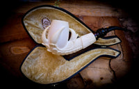 Smooth Special Handmade Large Size Eagle Claw Meerschaum Pipe With Leather Box-Astaş Meerschaum