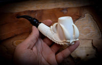Smooth Special Handmade Large Size Eagle Claw Meerschaum Pipe With Leather Box-Astaş Meerschaum