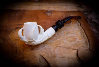 Rustic Patterned Special Handmade Eagle Claw Block Meerschaum Pipe With Leather Box-Astaş Meerschaum