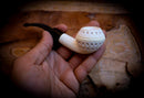 Rhodesian Meerschaum, Embriodered Special Handmade Squat Bulldog Meerschaum Pipe With Leather Box- Astaş Meerschaum