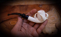 Rustic Patterned Special Handmade Eagle Claw Block Meerschaum Pipe With Leather Box-Astaş Meerschaum