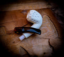 9MM Filtered Embriodered Special Handmade Panel Meerschaum Pipe With Leather Box- Astaş Meerschaum