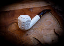 9MM Filtered Embriodered Special Handmade Panel Meerschaum Pipe With Leather Box- Astaş Meerschaum