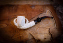 Rustic Patterned Special Handmade Eagle Claw Block Meerschaum Pipe With Leather Box-Astaş Meerschaum