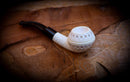 Rhodesian Meerschaum, Embriodered Special Handmade Squat Bulldog Meerschaum Pipe With Leather Box- Astaş Meerschaum