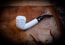 9MM Filtered Embriodered Special Handmade Panel Meerschaum Pipe With Leather Box- Astaş Meerschaum