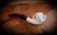 Rustic Patterned Special Handmade Eagle Claw Block Meerschaum Pipe With Leather Box-Astaş Meerschaum