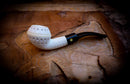 Rhodesian Meerschaum, Embriodered Special Handmade Squat Bulldog Meerschaum Pipe With Leather Box- Astaş Meerschaum