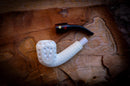 9MM Filtered Embriodered Special Handmade Panel Meerschaum Pipe With Leather Box- Astaş Meerschaum