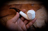 9MM Filtered Embriodered Special Handmade Panel Meerschaum Pipe With Leather Box- Astaş Meerschaum
