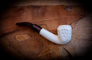 9MM Filtered Embriodered Special Handmade Panel Meerschaum Pipe With Leather Box- Astaş Meerschaum