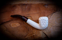 9MM Filtered Embriodered Special Handmade Panel Meerschaum Pipe With Leather Box- Astaş Meerschaum
