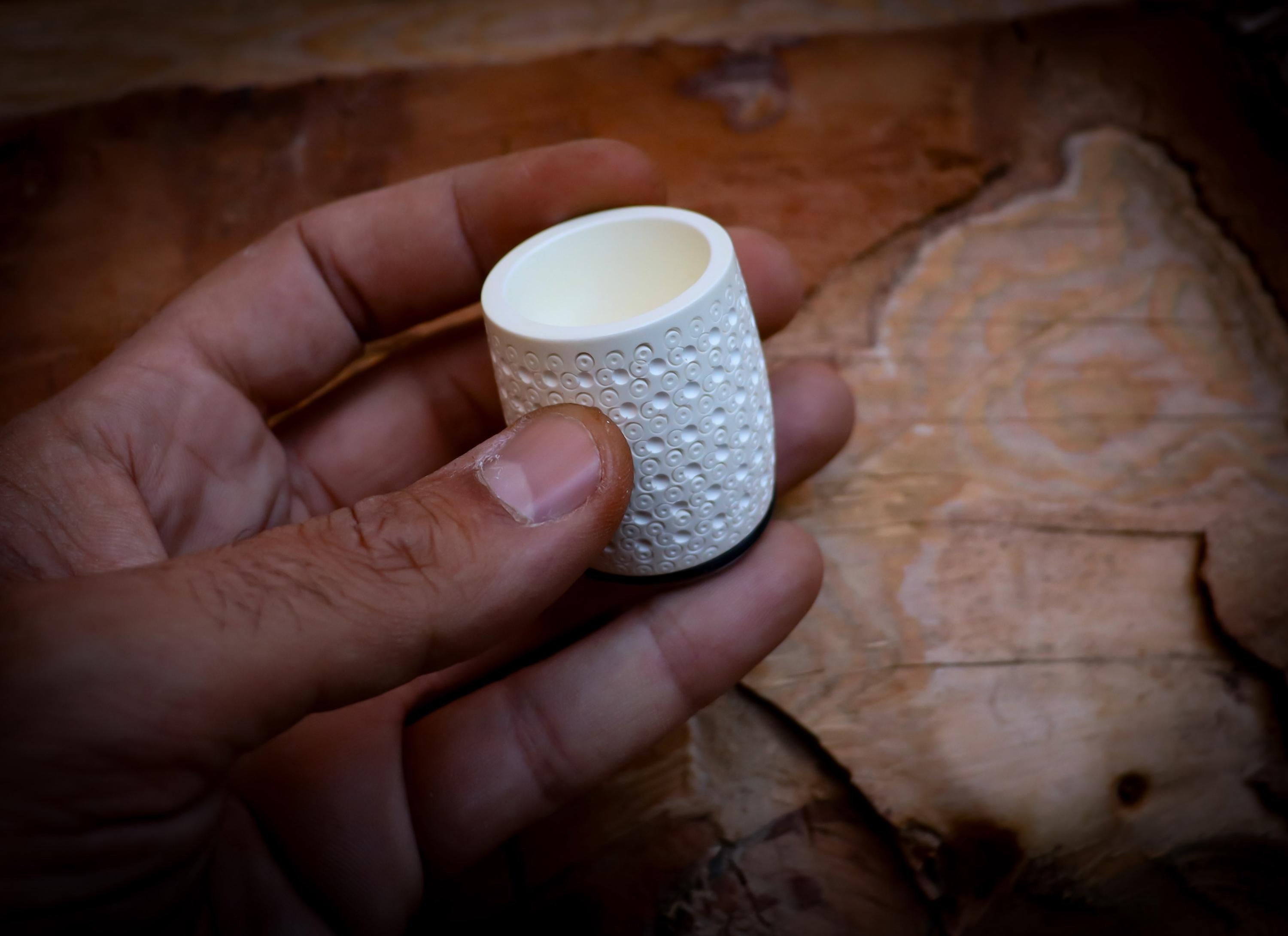 Handmade Falcon Billiard Meerschaum Pipes, Astaş, Latticed Carved, With Fitted Case