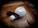 Squat Tomato, Embriodered Special Handmade Large Size Squat Bulldog Meerschaum Pipe With Leather Box- Astaş Meerschaum