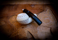 Rhodesian Meerschaum, Embriodered Special Handmade Squat Bulldog Meerschaum Pipe With Leather Box- Astaş Meerschaum