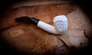 9MM Filtered Embriodered Special Handmade Panel Meerschaum Pipe With Leather Box- Astaş Meerschaum