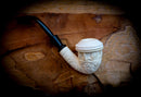 Calabash Meerschaum, Special Handmade Large Size Flower Patterned Calabash Meerschaum Pipe With Leather Box-Astaş Meerschaum