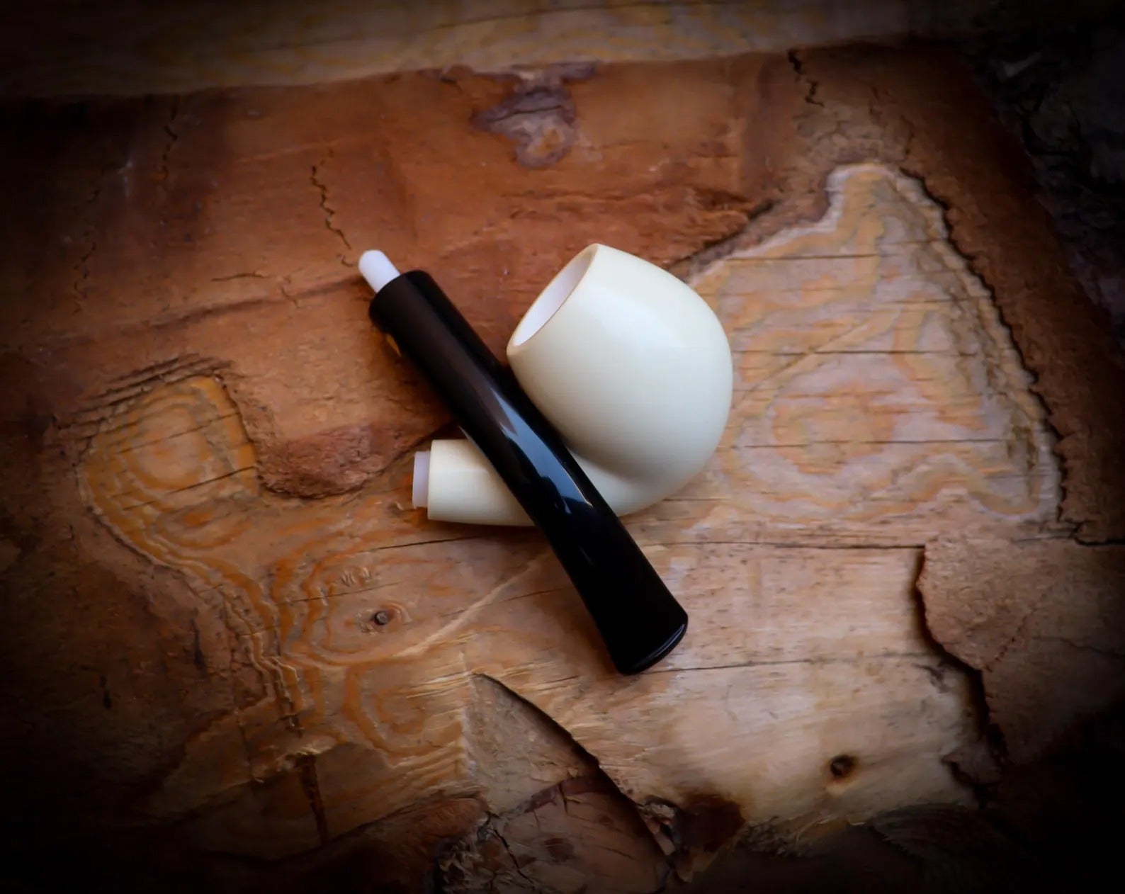 Smooth Special Handmade Half Bent Meerschaum Pipe With Leather Box-Astaş Meerschaum